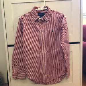 Ralph Lauren boys red striped collared button down dress shirt Size 7